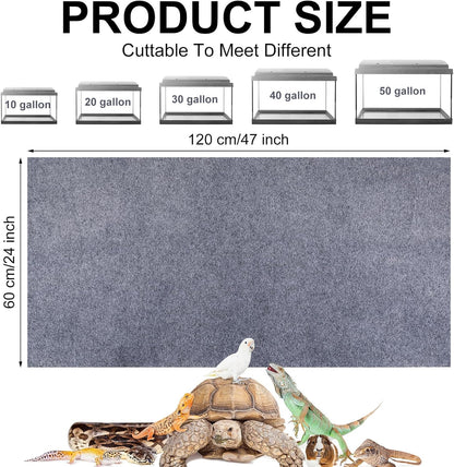 Haull 4 Pcs Reptile Carpet Terrarium Floor Mat Liner, 47 x 24 Inch, Coffee