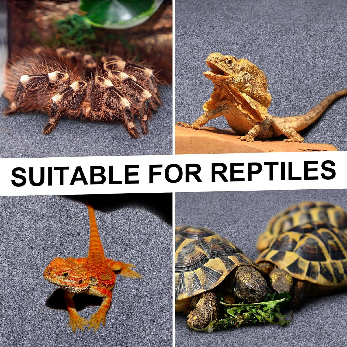 Haull 4 Pcs Reptile Carpet Terrarium Floor Mat Liner, 47 x 24 Inch, Coffee