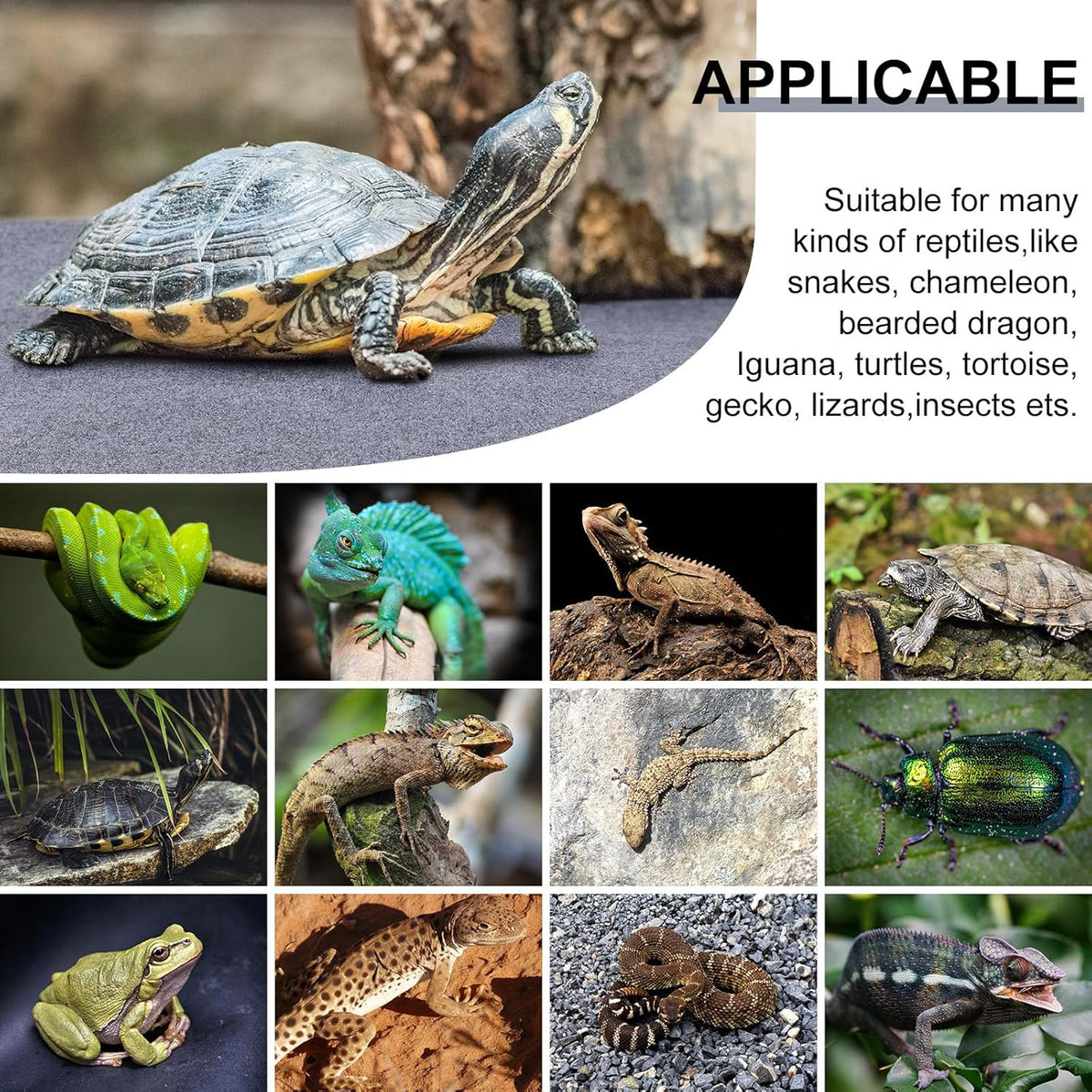 Haull 4 Pcs Reptile Carpet Terrarium Floor Mat Liner, 47 x 24 Inch, Coffee