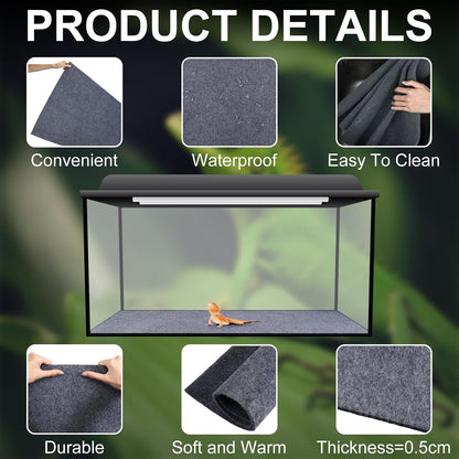 Haull 4 Pcs Reptile Carpet Terrarium Floor Mat Liner, 47 x 24 Inch, Coffee