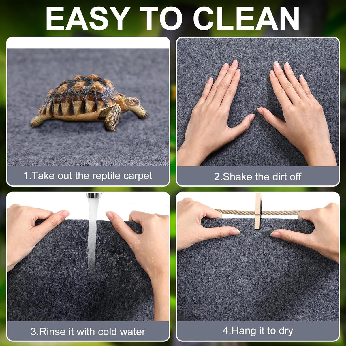 Haull 4 Pcs Reptile Carpet Terrarium Floor Mat Liner, 47 x 24 Inch, Coffee