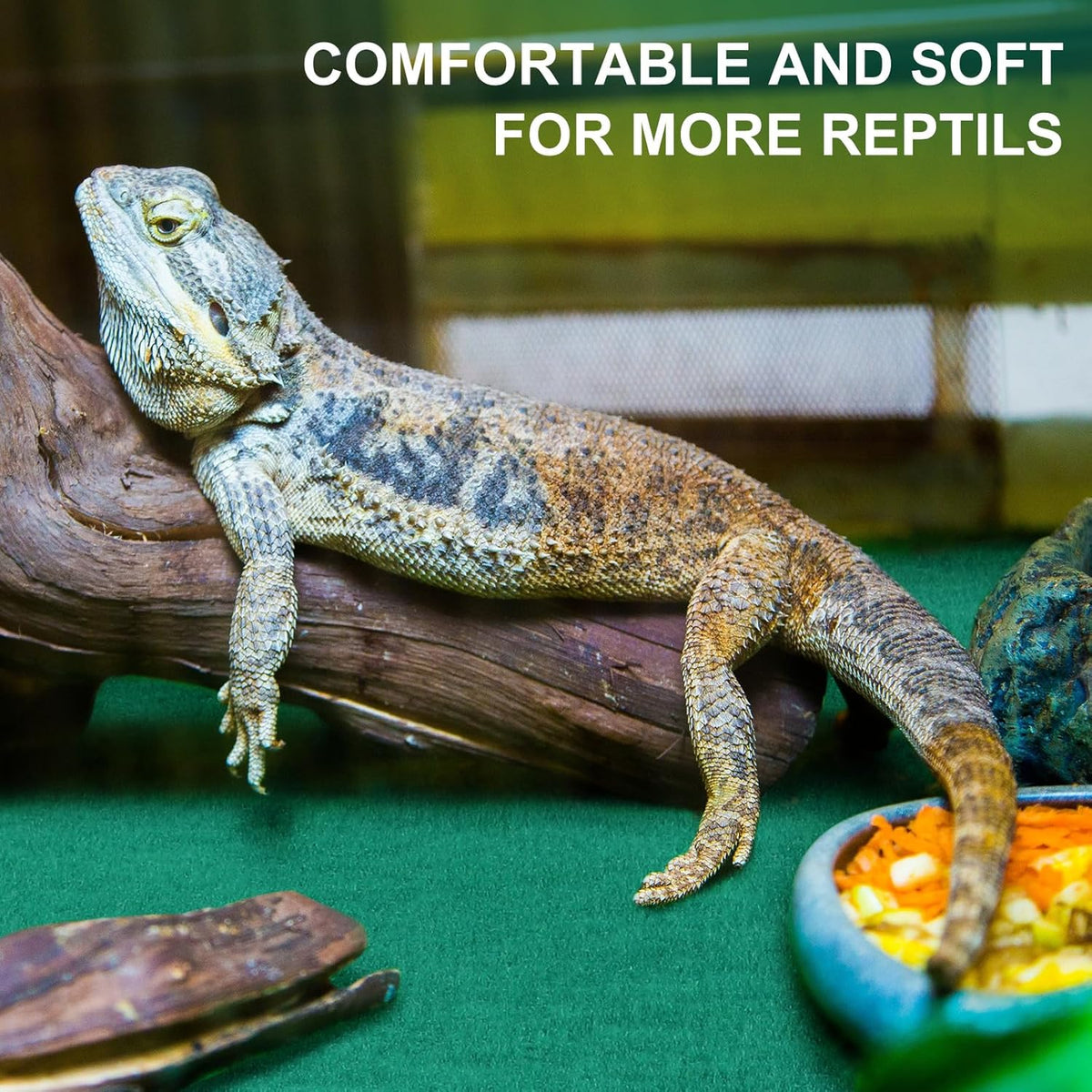 Haull 4 Pcs Reptile Carpet Terrarium Floor Mat Liner, 47 x 24 Inch, Coffee