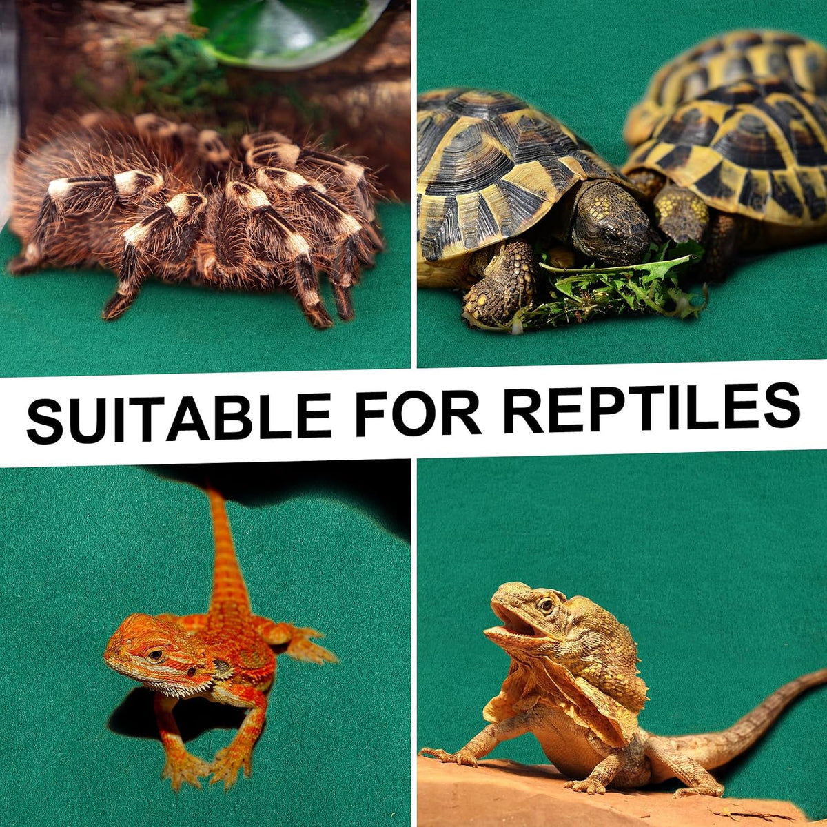 Haull 4 Pcs Reptile Carpet Terrarium Floor Mat Liner, 47 x 24 Inch, Coffee