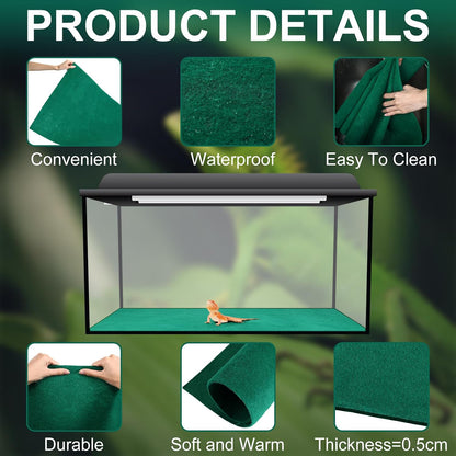 Haull 4 Pcs Reptile Carpet Terrarium Floor Mat Liner, 47 x 24 Inch, Coffee