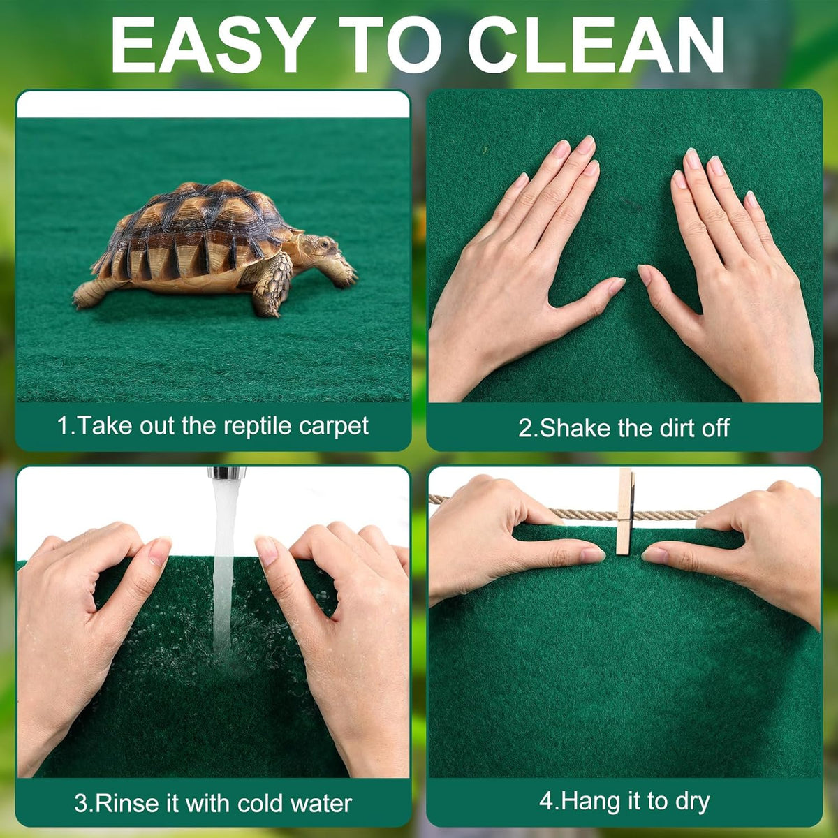 Haull 4 Pcs Reptile Carpet Terrarium Floor Mat Liner, 47 x 24 Inch, Coffee