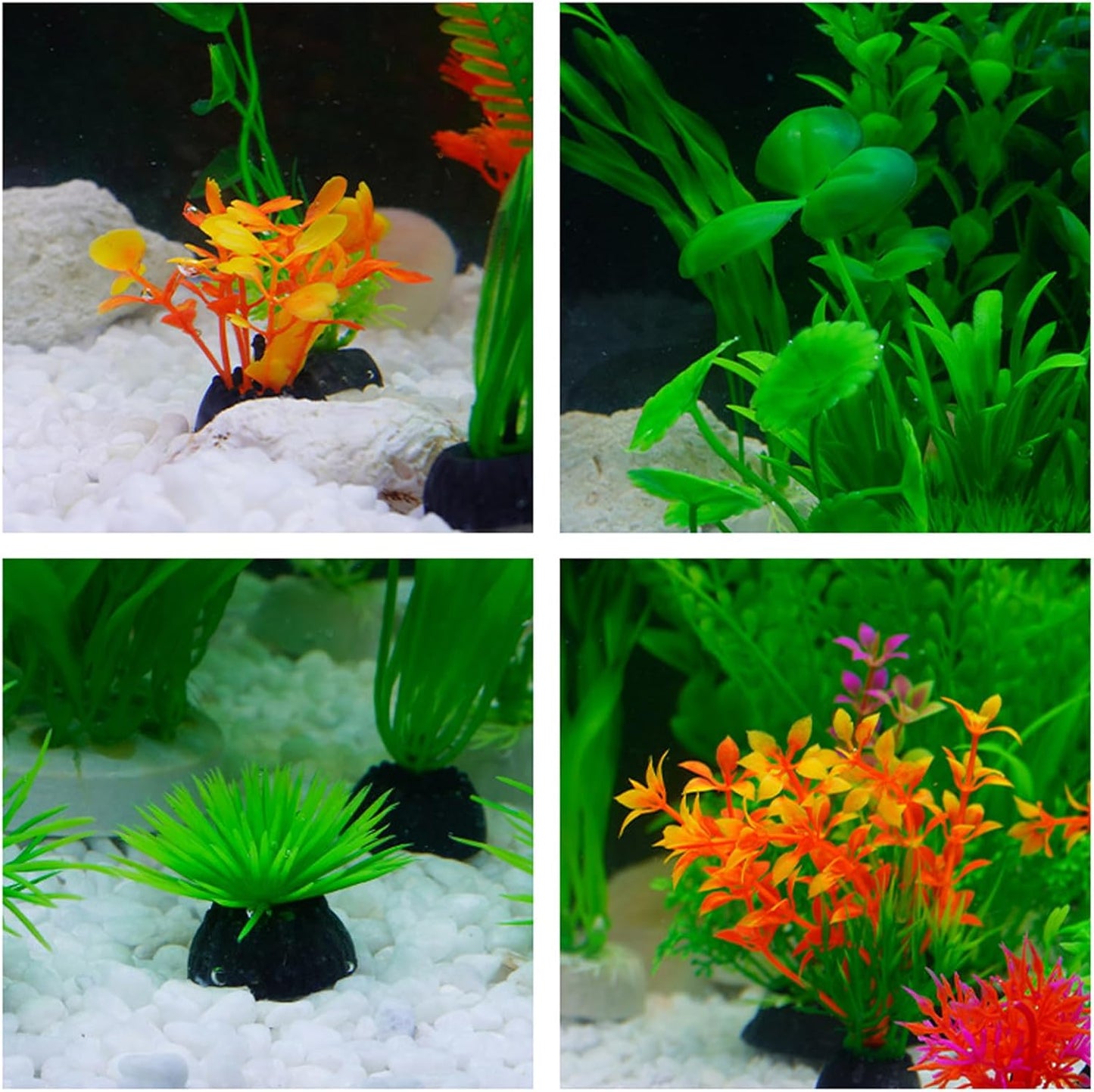 16-Piece Artificial Aquarium Plants Set – Vibrant, Realistic Fish Tank Decorations for Aquariums, Reptile Terrariums, and Aquatic Landscapes