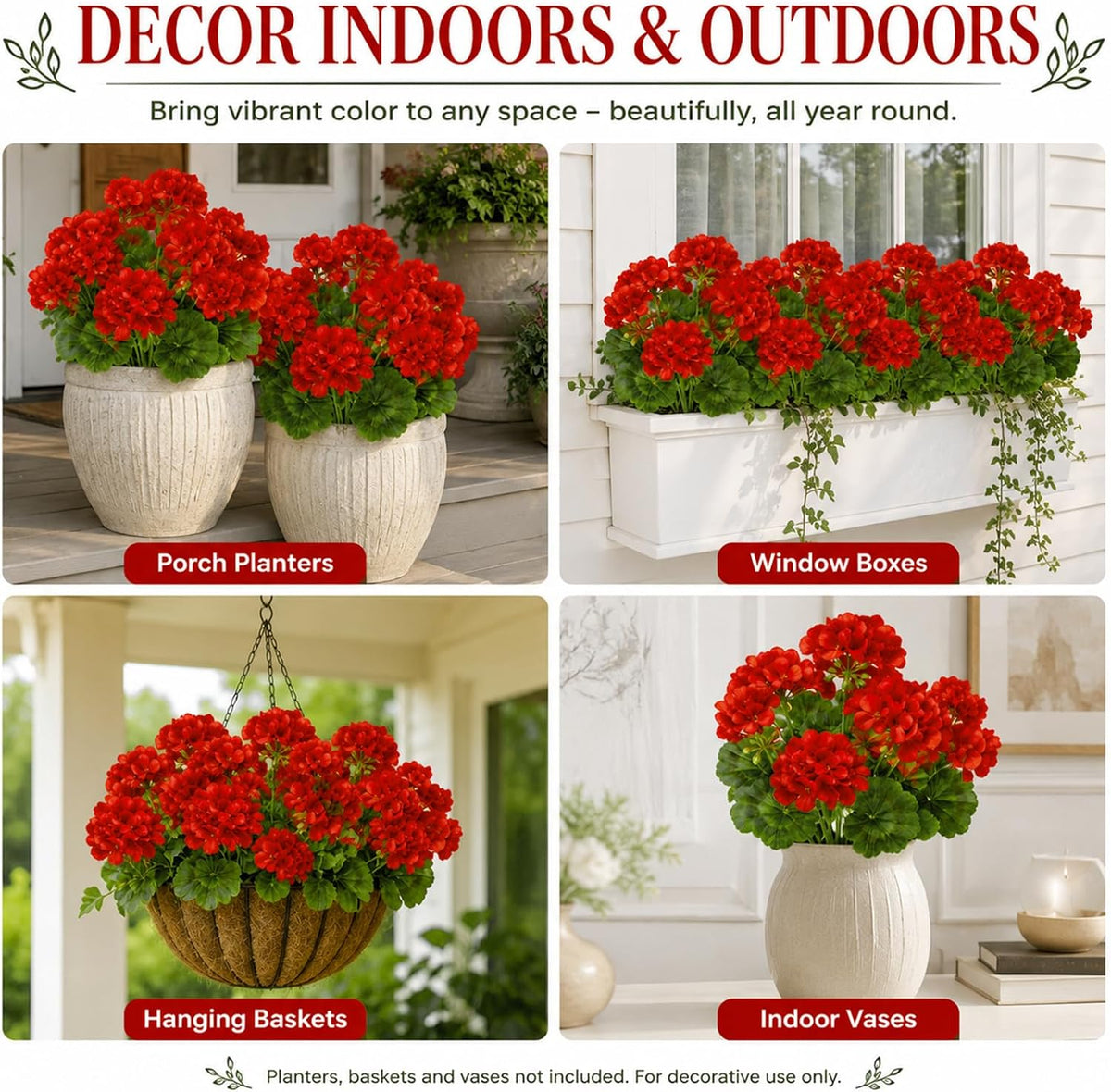 4Pcs 27.5 Inch Red Artificial Bougainvillea Flower Garlands – Silk Fake Vines with 156 Flowers and 48 Leaves, Realistic Artificial Flowers with Stems for Indoor and Outdoor