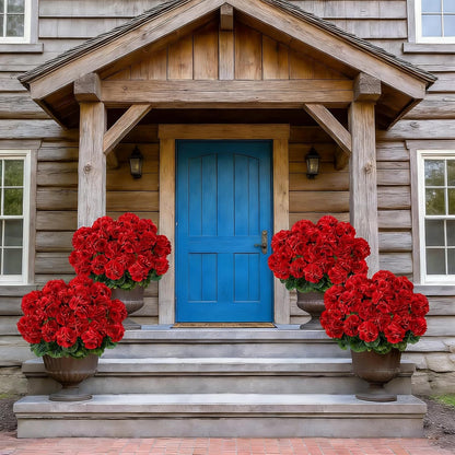 4Pcs 27.5 Inch Red Artificial Bougainvillea Flower Garlands – Silk Fake Vines with 156 Flowers and 48 Leaves, Realistic Artificial Flowers with Stems for Indoor and Outdoor