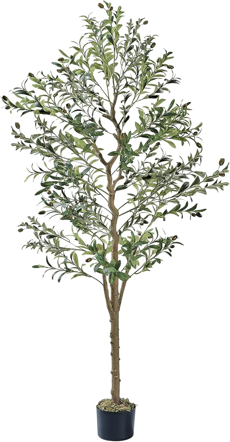 Ficus Tree Artificial 6 Feet, Tall Faux Tree in Pot, Fake Floor Plant with Realistic Tree Branch & Silk Leaves for Home Office Indoor Decor