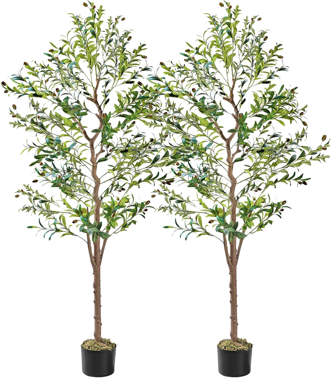 Ficus Tree Artificial 6 Feet, Tall Faux Tree in Pot, Fake Floor Plant with Realistic Tree Branch & Silk Leaves for Home Office Indoor Decor