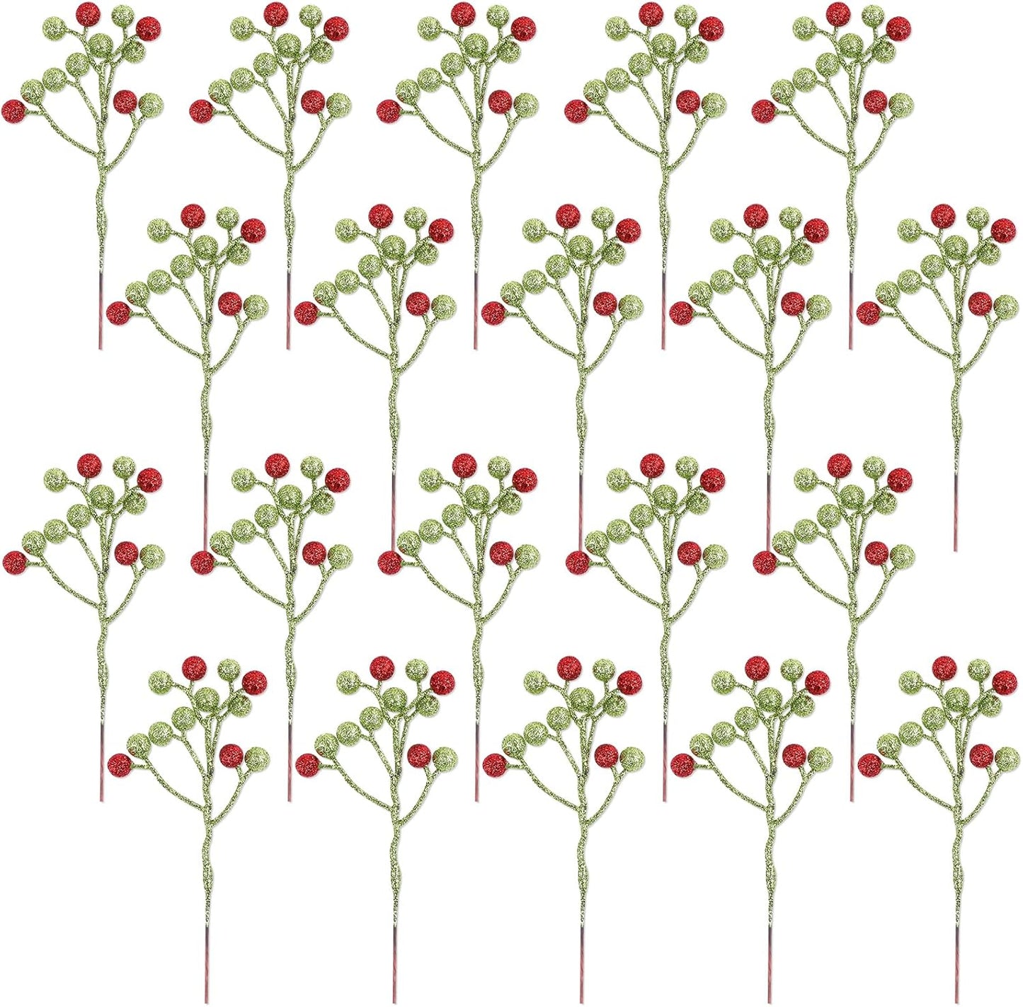 20 Pack 7 Inch Fall Artificial Orange Berry Stems Orange Berries Picks Holly Berry Branches Decorations for Tree Ornaments Fall Bouquets Wreath DIY Crafts Thanksgiving Harvest Autumn Home Decor
