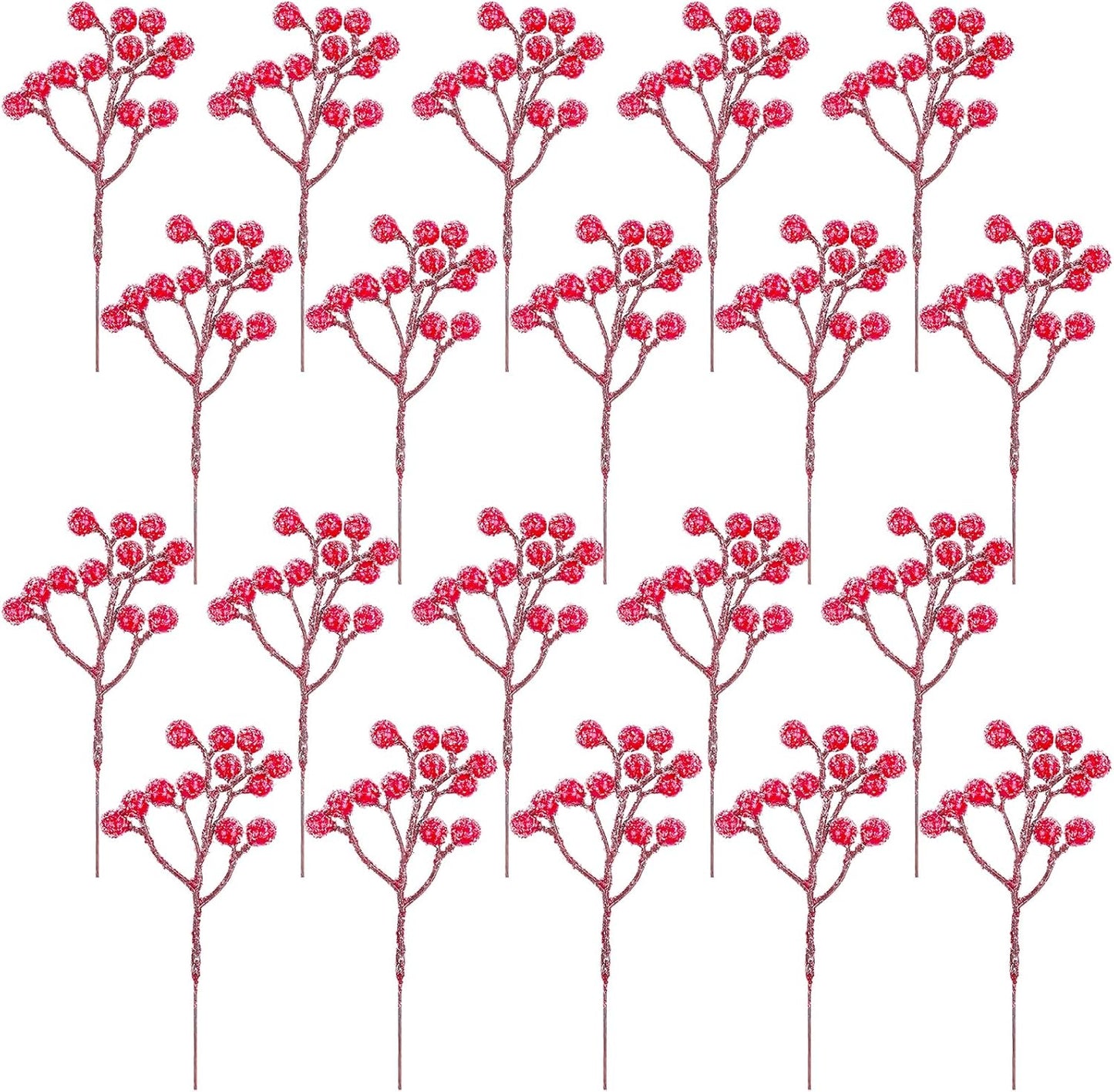 20 Pack 7 Inch Fall Artificial Orange Berry Stems Orange Berries Picks Holly Berry Branches Decorations for Tree Ornaments Fall Bouquets Wreath DIY Crafts Thanksgiving Harvest Autumn Home Decor