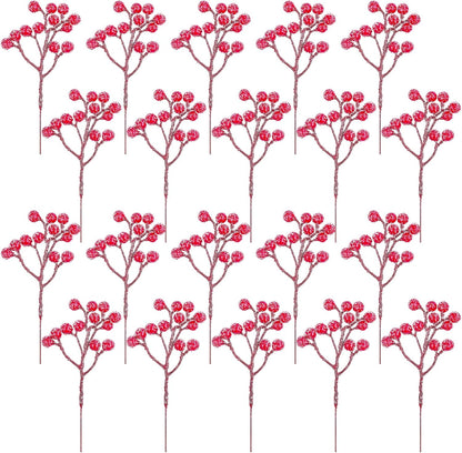 20 Pack 7 Inch Fall Artificial Orange Berry Stems Orange Berries Picks Holly Berry Branches Decorations for Tree Ornaments Fall Bouquets Wreath DIY Crafts Thanksgiving Harvest Autumn Home Decor