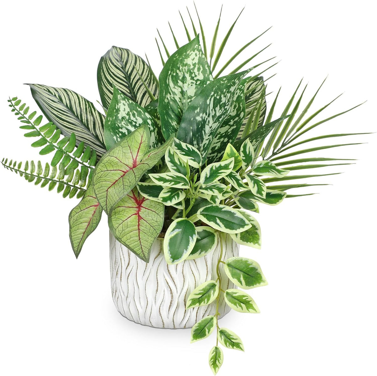 Fake Plants 11.8" Artificial Potted Plant Assorted Faux Plants in Pot Silk Plants Artificial Plants Indoor for Home Living Room Bedroom Bathroom Office Desk Table Centerpieces Shelf Greenery Decor