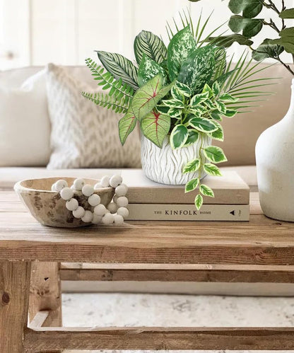 Fake Plants 11.8" Artificial Potted Plant Assorted Faux Plants in Pot Silk Plants Artificial Plants Indoor for Home Living Room Bedroom Bathroom Office Desk Table Centerpieces Shelf Greenery Decor