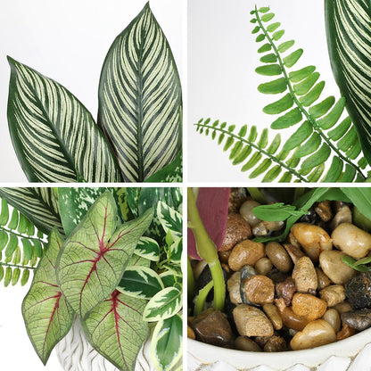 Fake Plants 11.8" Artificial Potted Plant Assorted Faux Plants in Pot Silk Plants Artificial Plants Indoor for Home Living Room Bedroom Bathroom Office Desk Table Centerpieces Shelf Greenery Decor