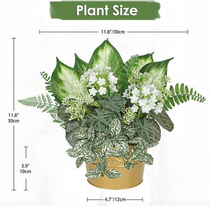 Fake Plants 11.8" Artificial Potted Plant Assorted Faux Plants in Pot Silk Plants Artificial Plants Indoor for Home Living Room Bedroom Bathroom Office Desk Table Centerpieces Shelf Greenery Decor
