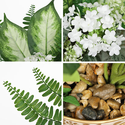 Fake Plants 11.8" Artificial Potted Plant Assorted Faux Plants in Pot Silk Plants Artificial Plants Indoor for Home Living Room Bedroom Bathroom Office Desk Table Centerpieces Shelf Greenery Decor