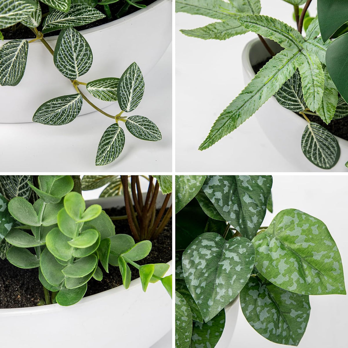 Fake Plants 11.8" Artificial Potted Plant Assorted Faux Plants in Pot Silk Plants Artificial Plants Indoor for Home Living Room Bedroom Bathroom Office Desk Table Centerpieces Shelf Greenery Decor