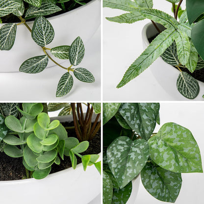 Fake Plants 11.8" Artificial Potted Plant Assorted Faux Plants in Pot Silk Plants Artificial Plants Indoor for Home Living Room Bedroom Bathroom Office Desk Table Centerpieces Shelf Greenery Decor