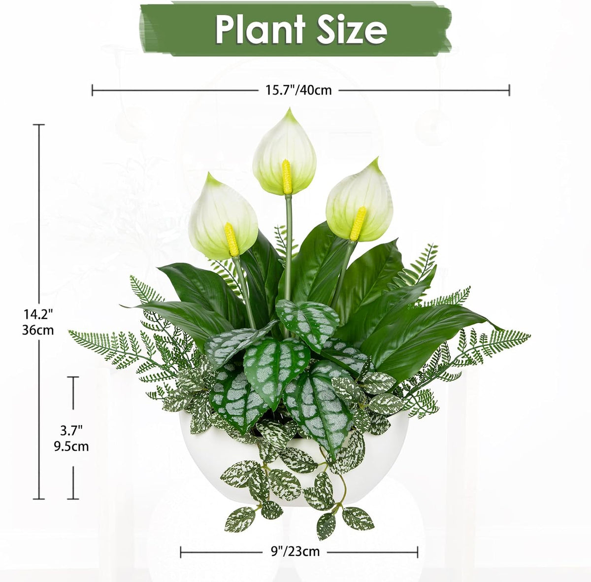 Fake Plants 11.8" Artificial Potted Plant Assorted Faux Plants in Pot Silk Plants Artificial Plants Indoor for Home Living Room Bedroom Bathroom Office Desk Table Centerpieces Shelf Greenery Decor
