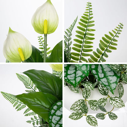 Fake Plants 11.8" Artificial Potted Plant Assorted Faux Plants in Pot Silk Plants Artificial Plants Indoor for Home Living Room Bedroom Bathroom Office Desk Table Centerpieces Shelf Greenery Decor