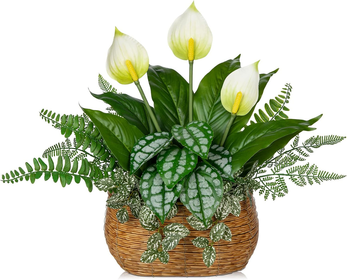 Fake Plants 11.8" Artificial Potted Plant Assorted Faux Plants in Pot Silk Plants Artificial Plants Indoor for Home Living Room Bedroom Bathroom Office Desk Table Centerpieces Shelf Greenery Decor
