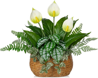 Fake Plants 11.8" Artificial Potted Plant Assorted Faux Plants in Pot Silk Plants Artificial Plants Indoor for Home Living Room Bedroom Bathroom Office Desk Table Centerpieces Shelf Greenery Decor
