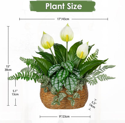 Fake Plants 11.8" Artificial Potted Plant Assorted Faux Plants in Pot Silk Plants Artificial Plants Indoor for Home Living Room Bedroom Bathroom Office Desk Table Centerpieces Shelf Greenery Decor