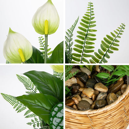 Fake Plants 11.8" Artificial Potted Plant Assorted Faux Plants in Pot Silk Plants Artificial Plants Indoor for Home Living Room Bedroom Bathroom Office Desk Table Centerpieces Shelf Greenery Decor