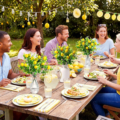 12 Pack Lemon for Decoration Fake Lemon Branches Artificial Vivid Yellow Faux Lemons Tables Centerpiece for Kitchen Stem Fruits for Home Spring Summer Decor