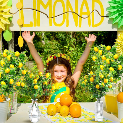 12 Pack Lemon for Decoration Fake Lemon Branches Artificial Vivid Yellow Faux Lemons Tables Centerpiece for Kitchen Stem Fruits for Home Spring Summer Decor