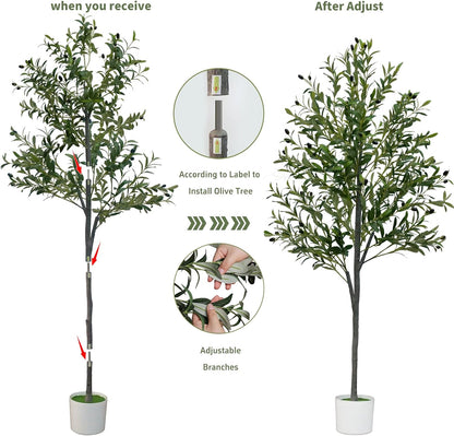 6FT Tall Artificial Olive Tree Faux Fake Silk Potted Plant with Fruits
