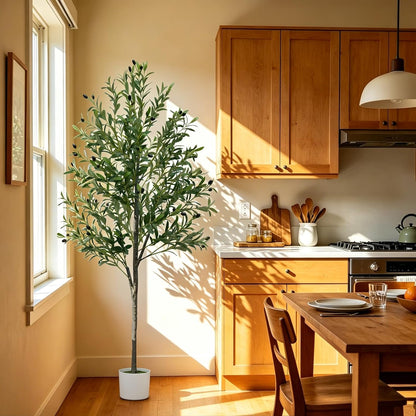 6FT Tall Artificial Olive Tree Faux Fake Silk Potted Plant with Fruits