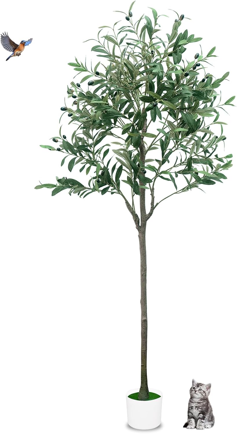 6FT Tall Artificial Olive Tree Faux Fake Silk Potted Plant with Fruits