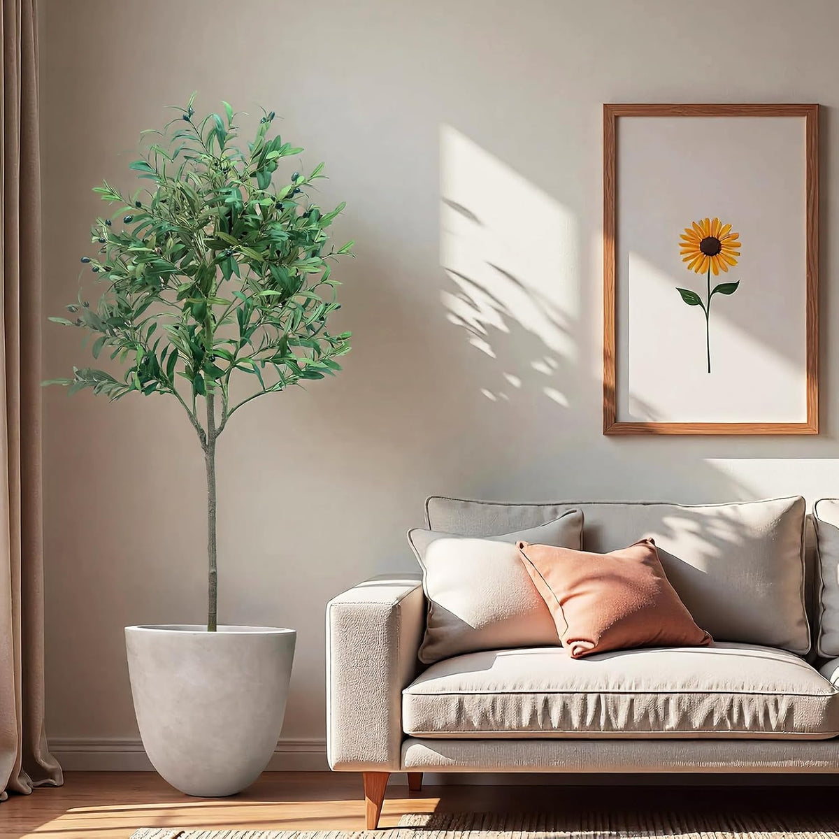 6FT Tall Artificial Olive Tree Faux Fake Silk Potted Plant with Fruits