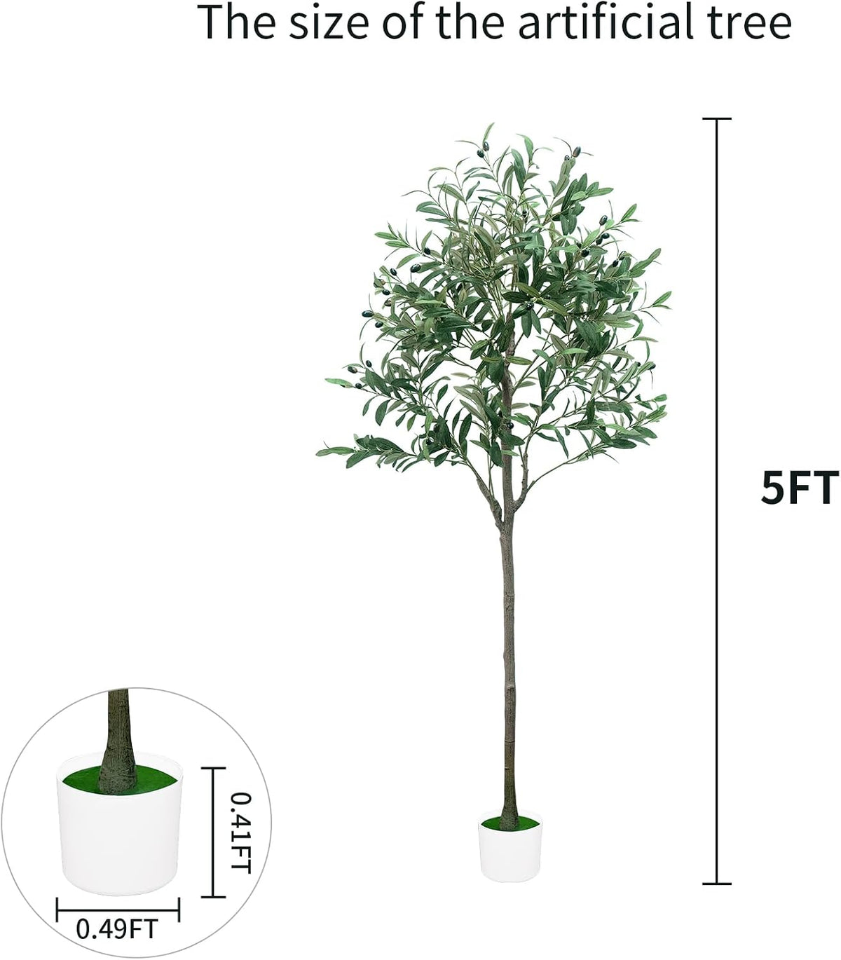 6FT Tall Artificial Olive Tree Faux Fake Silk Potted Plant with Fruits