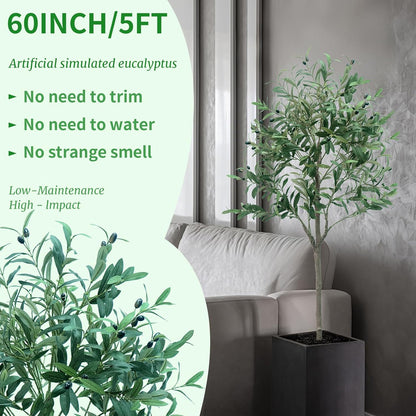 6FT Tall Artificial Olive Tree Faux Fake Silk Potted Plant with Fruits