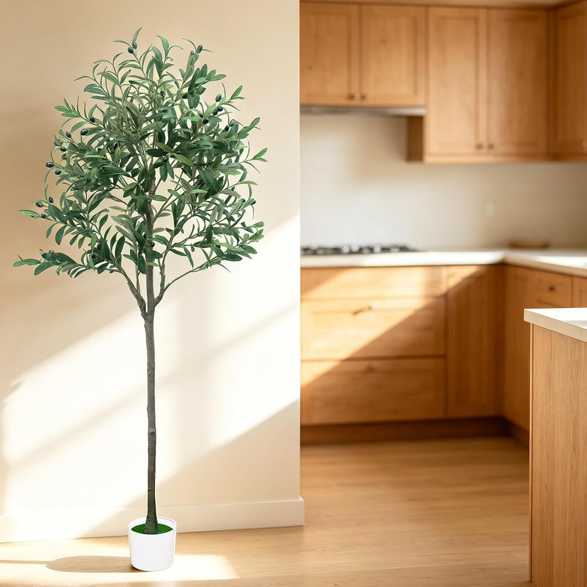 6FT Tall Artificial Olive Tree Faux Fake Silk Potted Plant with Fruits