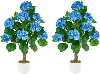 2 Pack Artificial Camellia Tree with White Pot, 38" Faux Potted Plants for Indoor Outdoor Decor, Tall Silk Greenery Plant for Home Offce Living Room Balcony, Pink