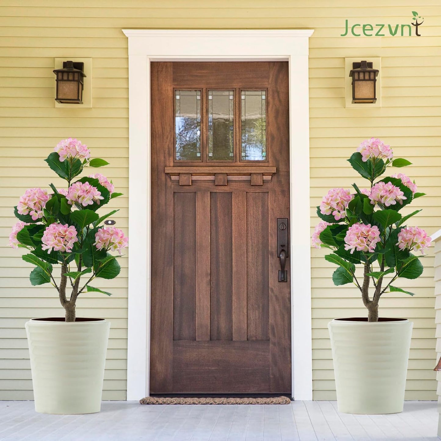 2 Pack Artificial Camellia Tree with White Pot, 38" Faux Potted Plants for Indoor Outdoor Decor, Tall Silk Greenery Plant for Home Offce Living Room Balcony, Pink