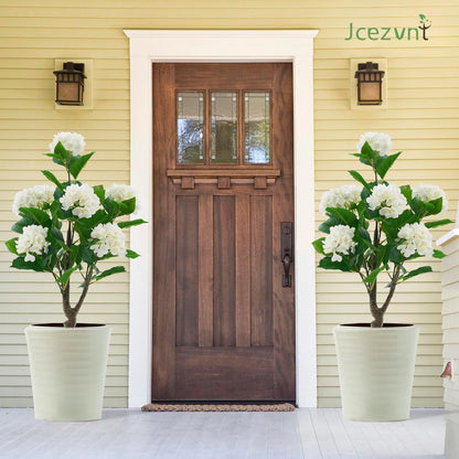 2 Pack Artificial Camellia Tree with White Pot, 38" Faux Potted Plants for Indoor Outdoor Decor, Tall Silk Greenery Plant for Home Offce Living Room Balcony, Pink