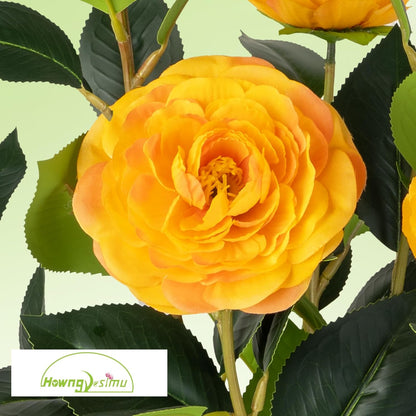 2 Pack Artificial Camellia Tree with White Pot, 38" Faux Potted Plants for Indoor Outdoor Decor, Tall Silk Greenery Plant for Home Offce Living Room Balcony, Pink