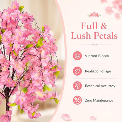 2 Pack Artificial Camellia Tree with White Pot, 38" Faux Potted Plants for Indoor Outdoor Decor, Tall Silk Greenery Plant for Home Offce Living Room Balcony, Pink