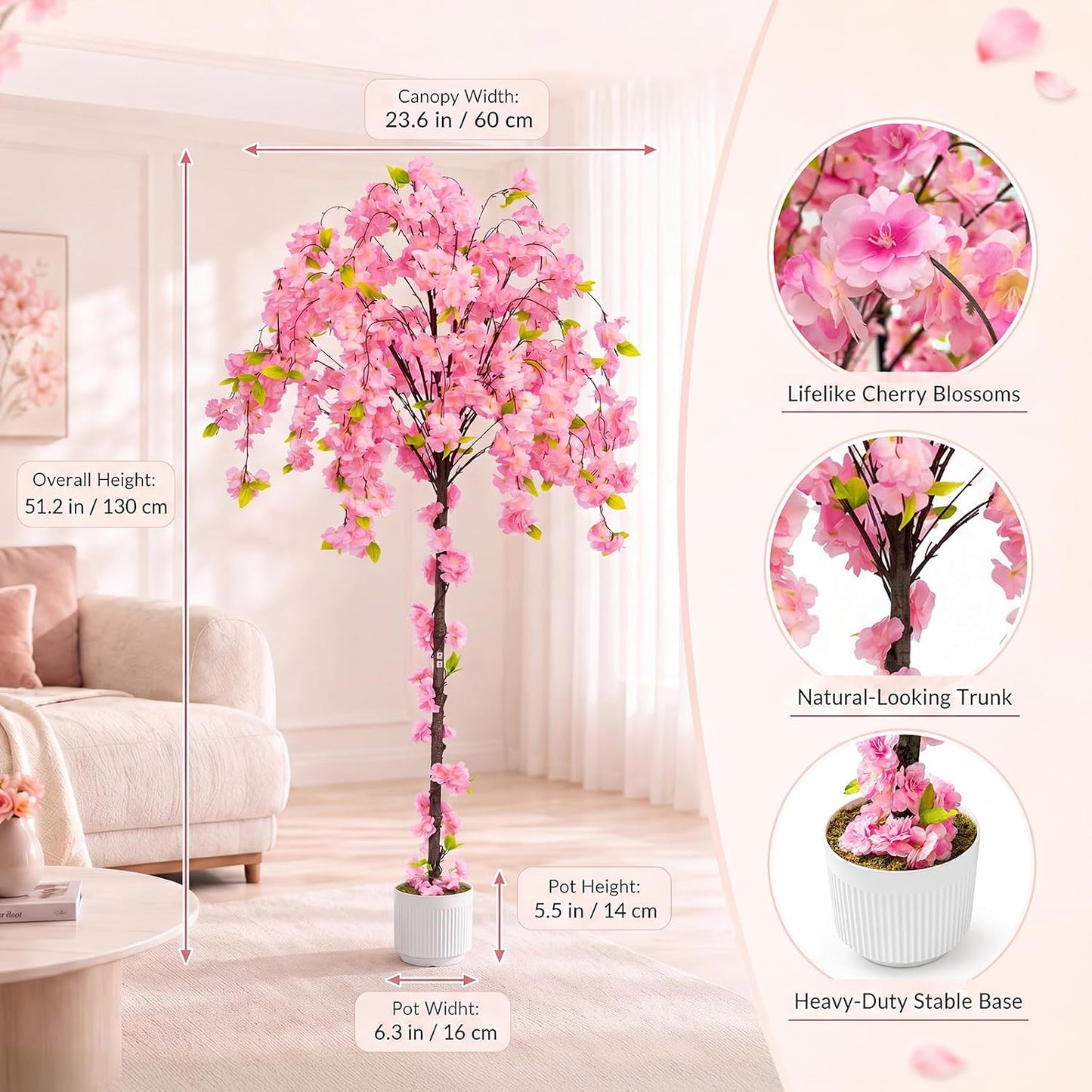 2 Pack Artificial Camellia Tree with White Pot, 38" Faux Potted Plants for Indoor Outdoor Decor, Tall Silk Greenery Plant for Home Offce Living Room Balcony, Pink