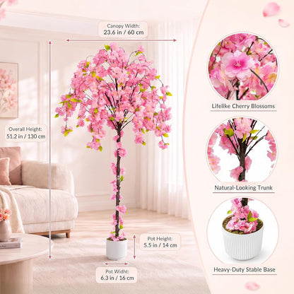 2 Pack Artificial Camellia Tree with White Pot, 38" Faux Potted Plants for Indoor Outdoor Decor, Tall Silk Greenery Plant for Home Offce Living Room Balcony, Pink