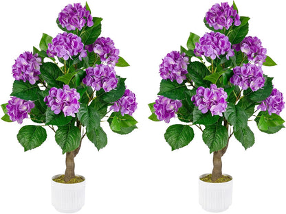 2 Pack Artificial Camellia Tree with White Pot, 38" Faux Potted Plants for Indoor Outdoor Decor, Tall Silk Greenery Plant for Home Offce Living Room Balcony, Pink