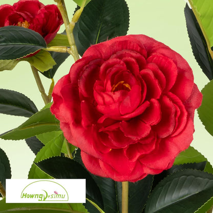 2 Pack Artificial Camellia Tree with White Pot, 38" Faux Potted Plants for Indoor Outdoor Decor, Tall Silk Greenery Plant for Home Offce Living Room Balcony, Pink