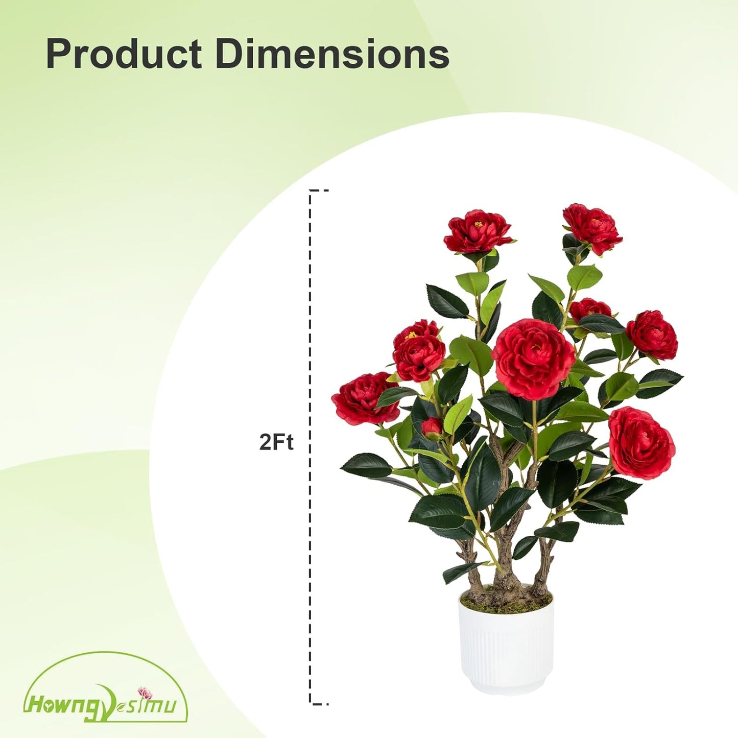 2 Pack Artificial Camellia Tree with White Pot, 38" Faux Potted Plants for Indoor Outdoor Decor, Tall Silk Greenery Plant for Home Offce Living Room Balcony, Pink