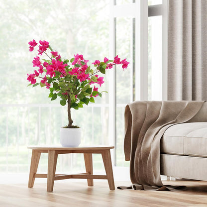 2 Pack Artificial Camellia Tree with White Pot, 38" Faux Potted Plants for Indoor Outdoor Decor, Tall Silk Greenery Plant for Home Offce Living Room Balcony, Pink